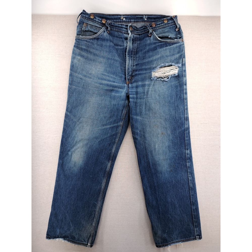 Pedee Jeans Mens 38 Blue Denim Straight Carpenter Work Made Oregon USA W35"